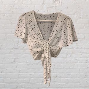 SHEIN plunging tie front crop top